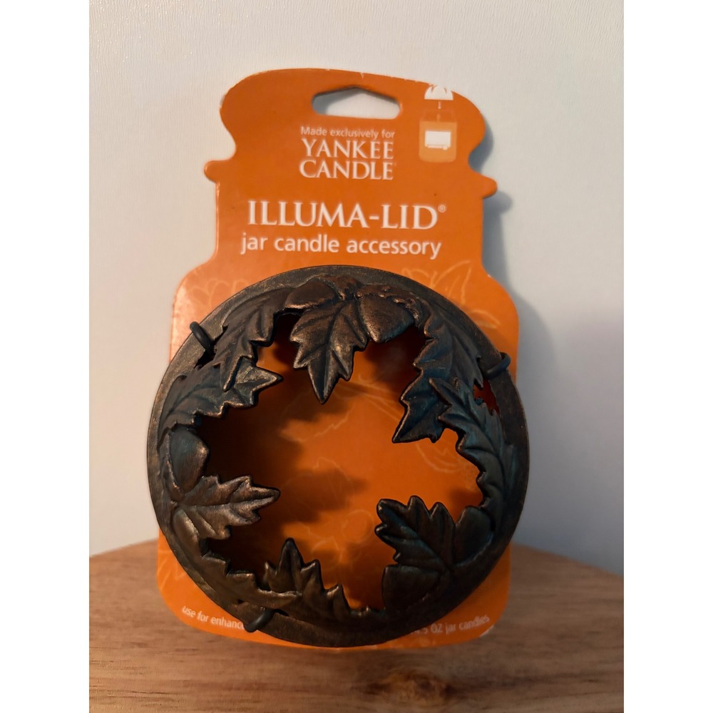 Yankee Candle 2007 Illuma Lid Bronze Fall Leaves Acorn Jar Topper NEW